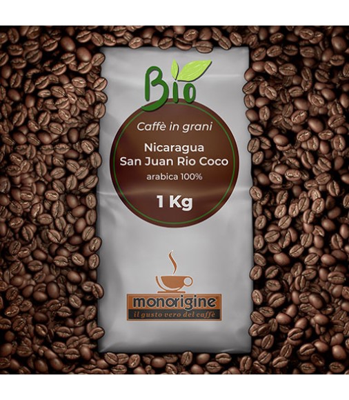 Caffè Arabica Biologico in grani Nicaragua San Juan Rio Coco BIO - 1 Kg