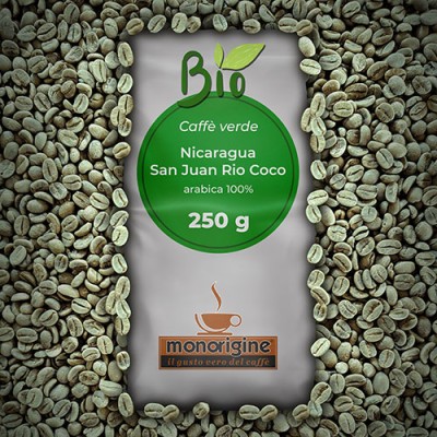 Caffè Verde Arabica Biologico in grani Nicaragua San Juan Rio Coco BIO (Organic) - 250 gr