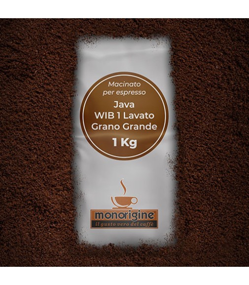 Caffè Arabica macinato per espresso - Java WIB 1 Lavato Grano Grande - 1 Kg