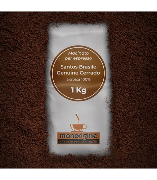 Caffè Arabica macinato per espresso Santos Brasile Genuine Cerrado - 1 Kg