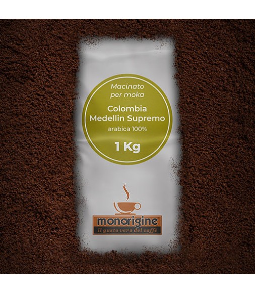 Caffè Arabica macinato per moka Colombia Medellin Supremo - 1 Kg